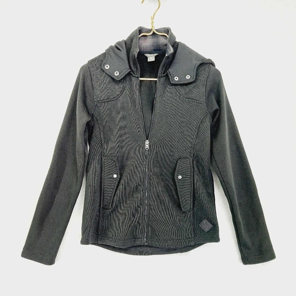 Eddie Bauer Black Long Sleeve Fleece Lined Hooded Jacket 5066